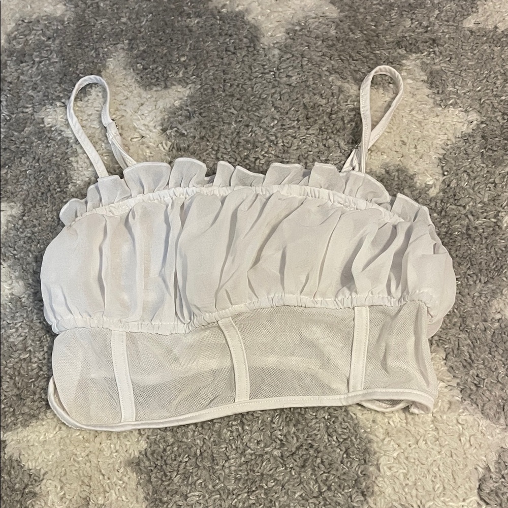 White Ruffled Crop Top